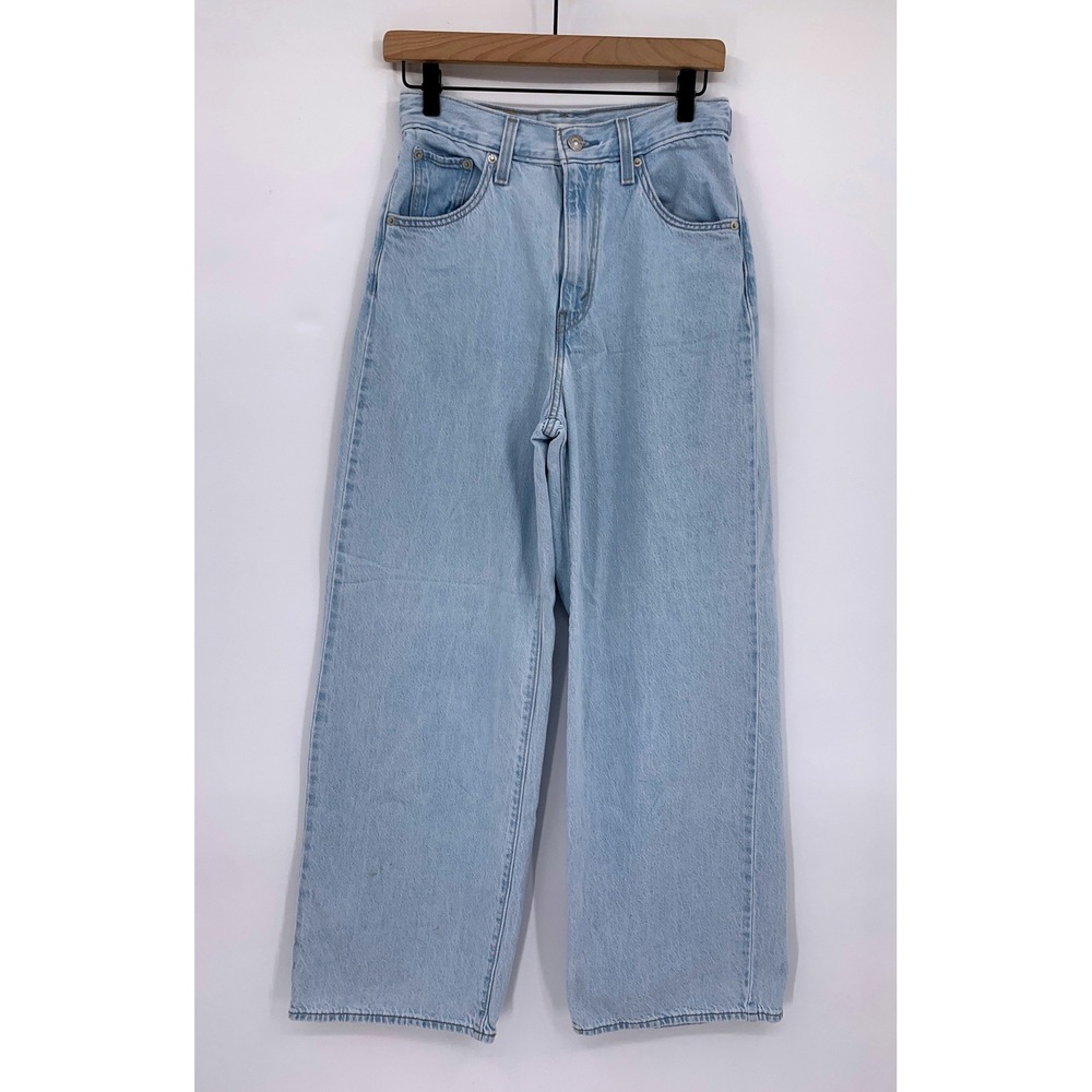 Levis Cinch Baggy Jeans Women 26 Blue Wide Leg Light Wash Cotton Denim Pants